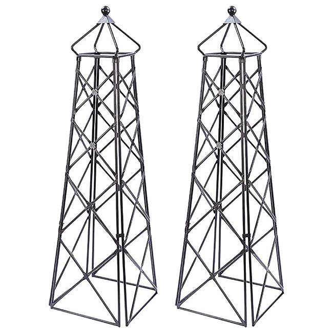 Achla Lattice Obelisks, Graphite, 67", Pack of 2