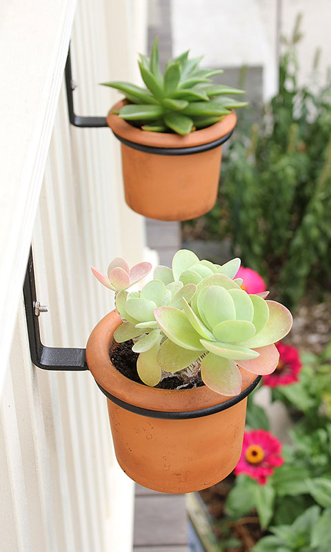 Achla Wall Mounted Flower Pot Holders, Black, 4" dia., 6 Pk.