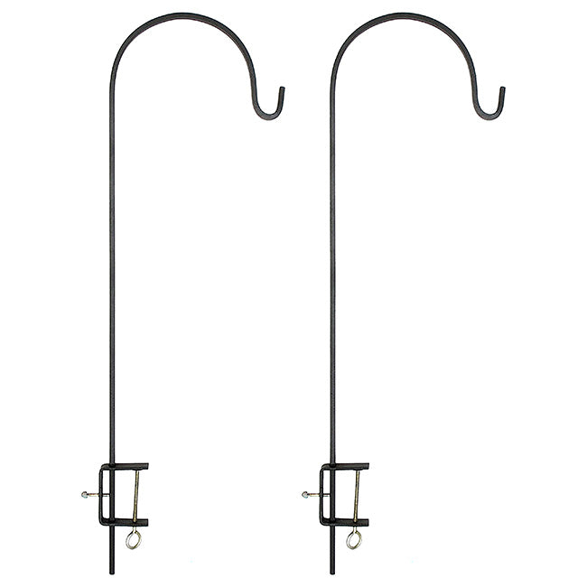 Achla Adjustable Deck Rail Shepherd's Hooks, Black, 2 Pack
