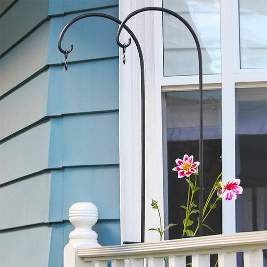 Achla Adjustable Deck Rail Shepherd's Hooks, Black, 2 Pack