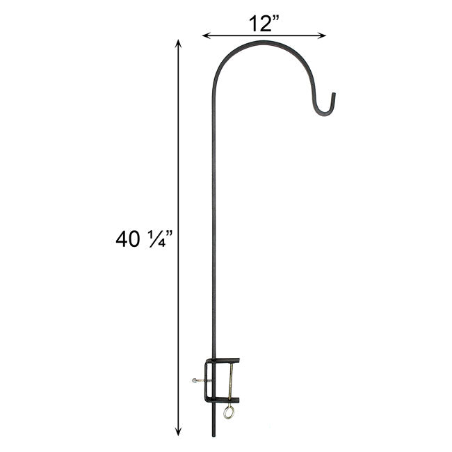 Achla Adjustable Deck Rail Shepherd's Hooks, Black, 2 Pack