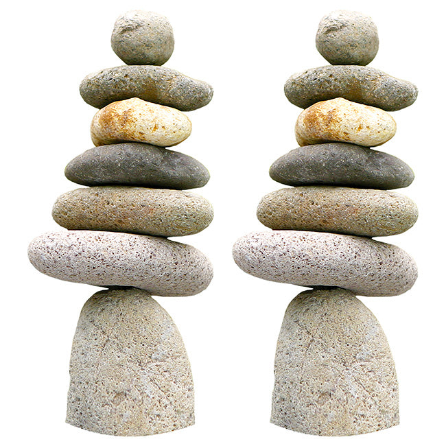 Ancient Graffiti Seven Stone Cairns, 10"H each, Pack of 2