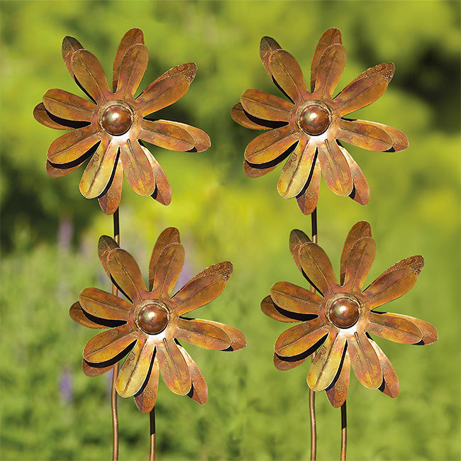 Ancient Graffiti Kinetic Zinnia Spinners, Copper, Pack of 4
