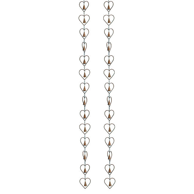 Ancient Graffiti Hearts and Bells Rain Chains, Pack of 2