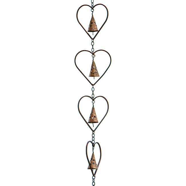 Ancient Graffiti Hearts and Bells Rain Chains, Pack of 2