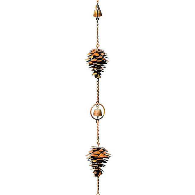 Ancient Graffiti Pine Cones and Bells Rain Chains, Pack of 2