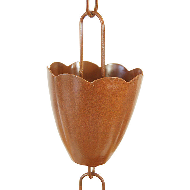Ancient Graffiti Scalloped Rain Chains, Brown Copper, 4 Pack