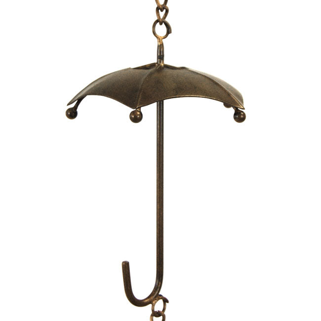 Ancient Graffiti Umbrella & Bell Rain Chains, Copper, 2 Pack