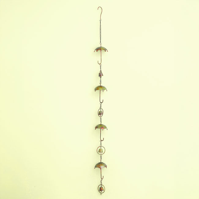 Ancient Graffiti Umbrella & Bell Rain Chains, Copper, 2 Pack
