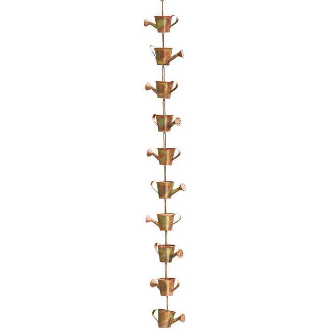 Ancient Graffiti Watering Can Rain Chains, Copper, Pack of 2