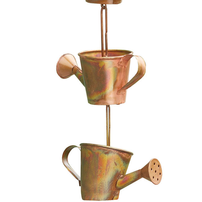 Ancient Graffiti Watering Can Rain Chains, Copper, Pack of 2