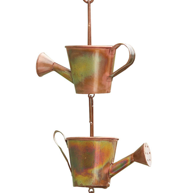 Ancient Graffiti Watering Can Rain Chains, Copper, Pack of 2