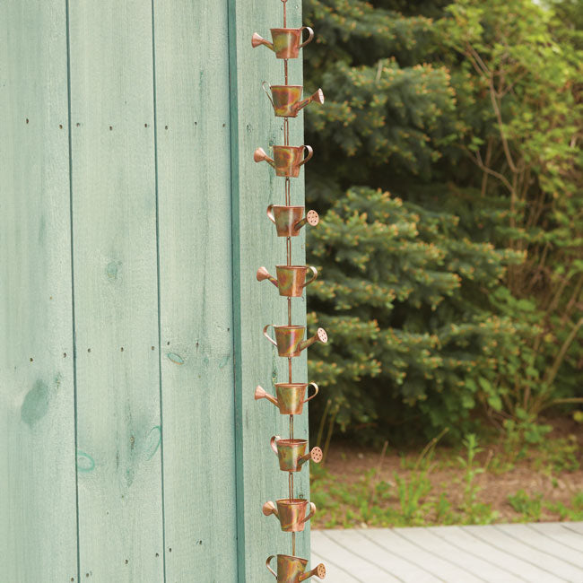 Ancient Graffiti Watering Can Rain Chains, Copper, Pack of 2