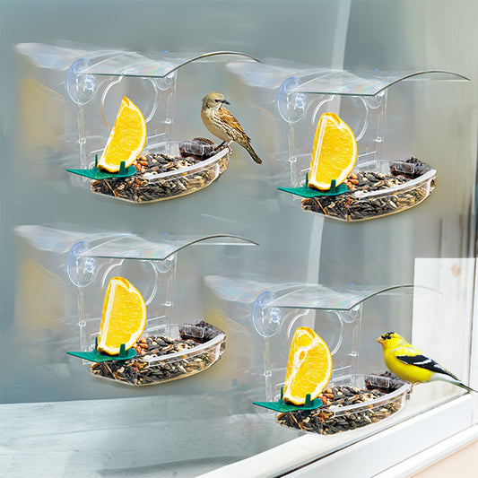 Audubon Mixed Treat Window Bird Feeders, Pack of 4