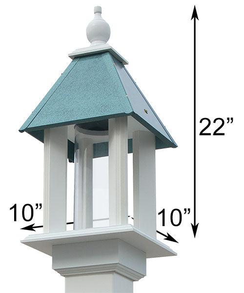 Pavilion Bird Feeder and Decorative Mounting Post, Verdigris