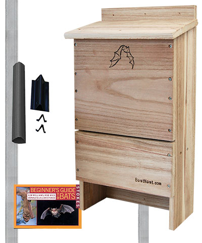BestNest Triple-Celled Bat House Kit with Pole, 250 bats