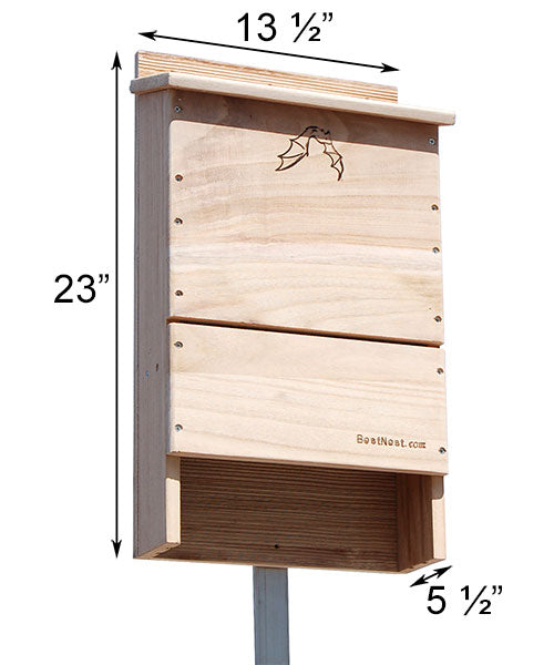 BestNest Triple-Celled Bat House Kit with Pole, 250 bats