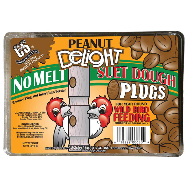 C&S Peanut Delight No Melt Suet Plugs, 16 4-packs