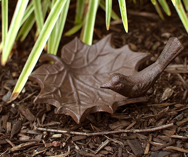 Esschert Design Maple Leaf Bird Baths, Brown, Pack of 2
