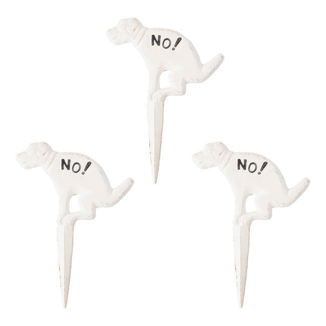Esschert Design Cast Iron "NO!" Pooping Yard Sign, Wht, 3 Pk