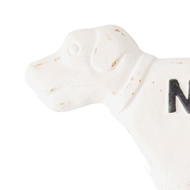 Esschert Cast Iron "NO!" Pooping Yard Signs, White, 2 Pack