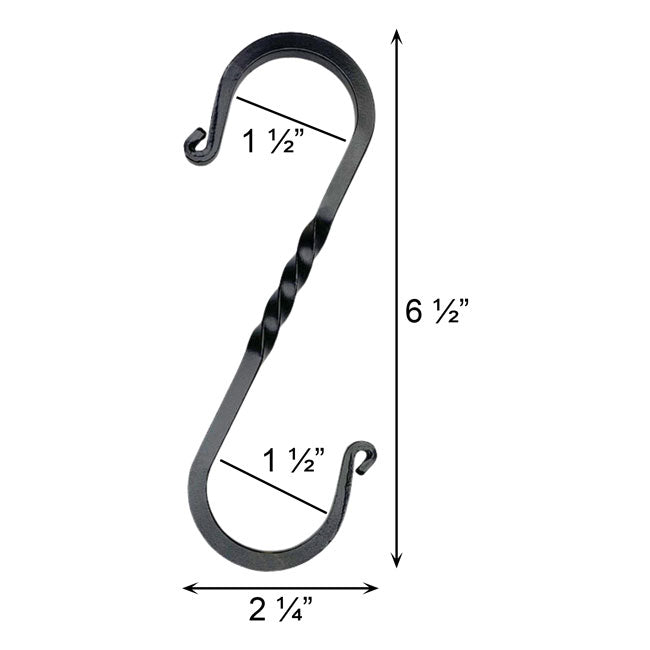 Gardman Garden "S" Hooks, Black, 6.5"L, Pack of 2