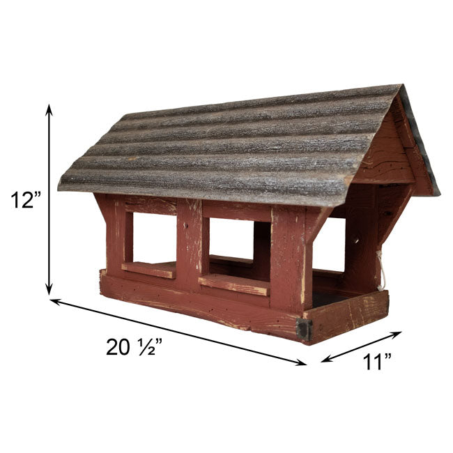Bird In Hand Amish Made Covered Bridge Bird Feeder, Red