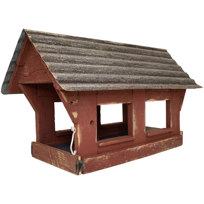 Bird In Hand Amish Made Covered Bridge Bird Feeder, Red