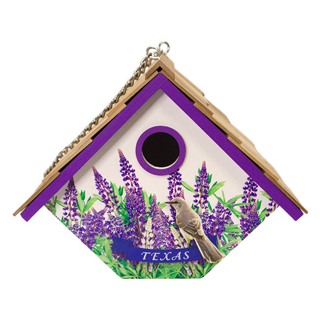 Home Bazaar Mockingbird & Bluebonnets Texas Wren House