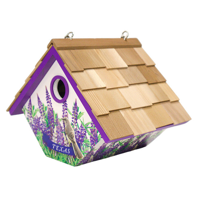 Home Bazaar Mockingbird & Bluebonnets Texas Wren House