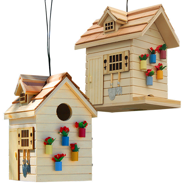 Home Bazaar Potting Shed Bird House & Feeder Kit, Natural