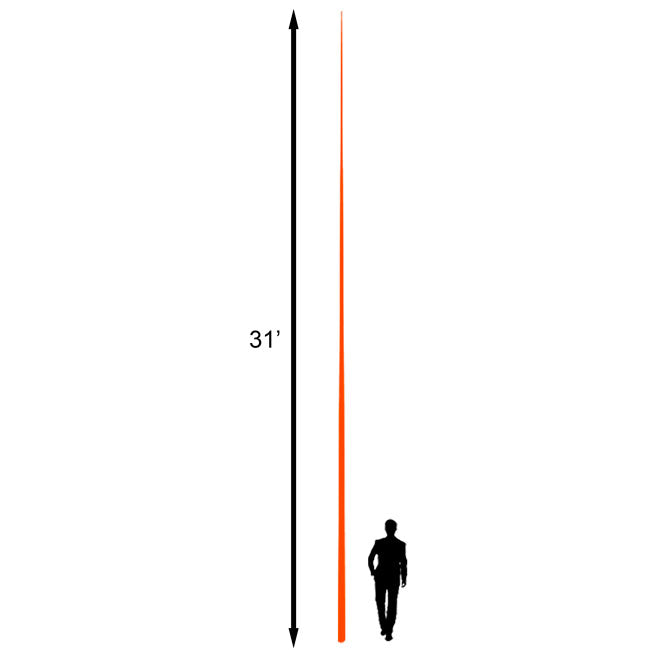 Jackite Fiberglass Telescoping Poles, Orange, 31', Pack of 2
