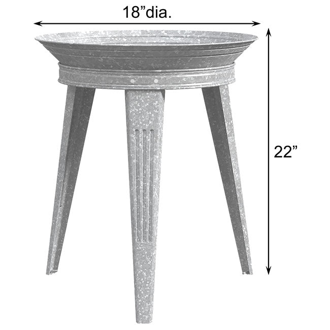 Vintage Galvanized Metal Bird Bath & Stand w/Mosquito Dunks