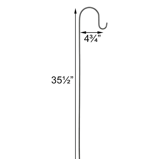 Panacea Single Shepherd Hooks, Black, 3'H, Pack of 2