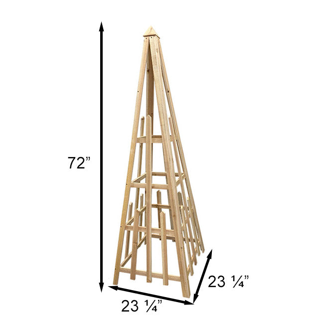 Cedar Large Sized Pyramid Trellis by Prime Retreat, 72"H