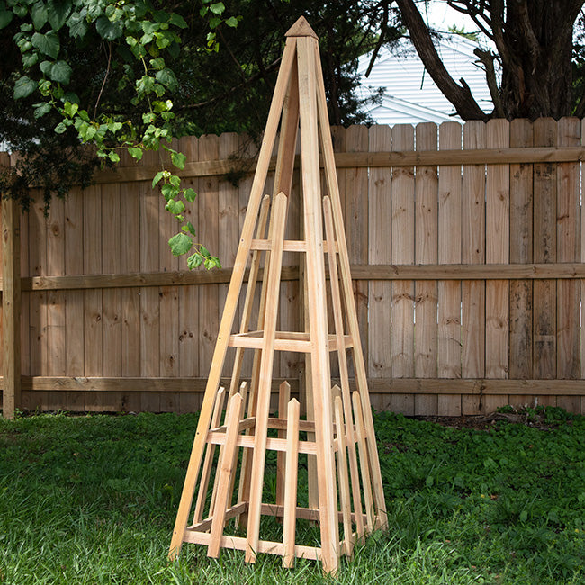 Cedar Large Sized Pyramid Trellis by Prime Retreat, 72"H