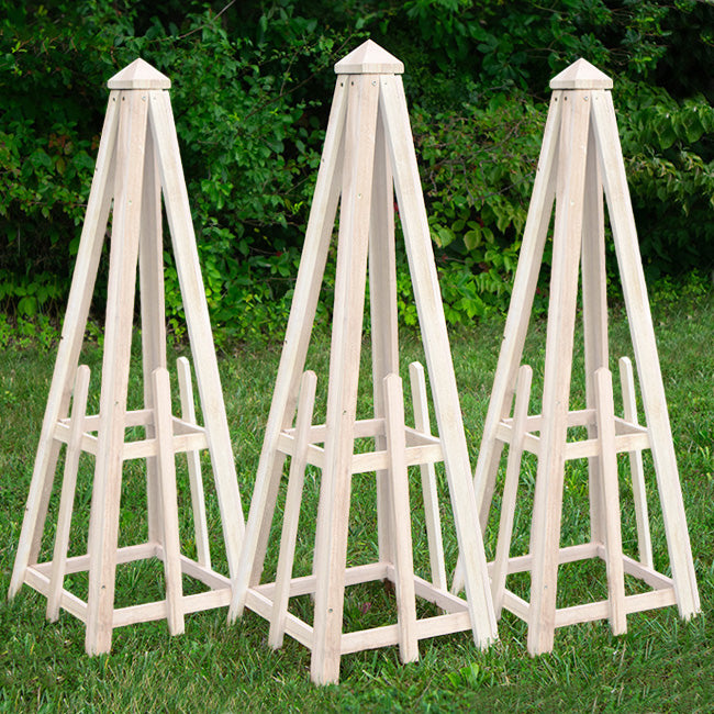 Standard Pyramid Trellis by Prime Retreat, Whitewashed, 46"H