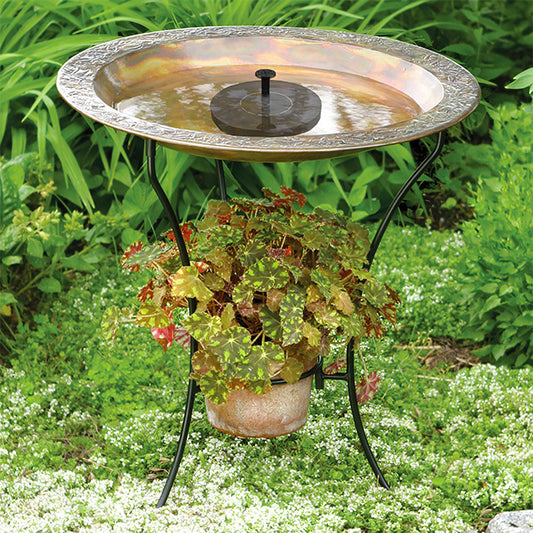 Steel Bird Bath, Stand, and Solar Powered Fountain Kit