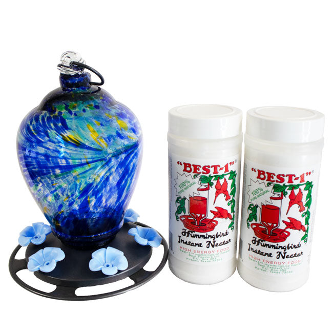 Artisan Spring Rain Hummingbird Feeder and Nectar Kit