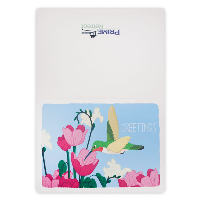 "Hummingbird" Summer Greeting Card by Prime Retreat