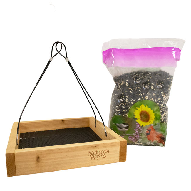 Cedar Tray Bird Feeder w/Divine Blend Seed by Prime Retreat