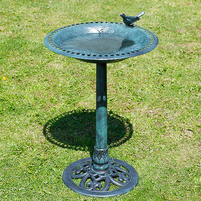 Emerald Standing Bird Bath w/Solar Fountain by Prime Retreat