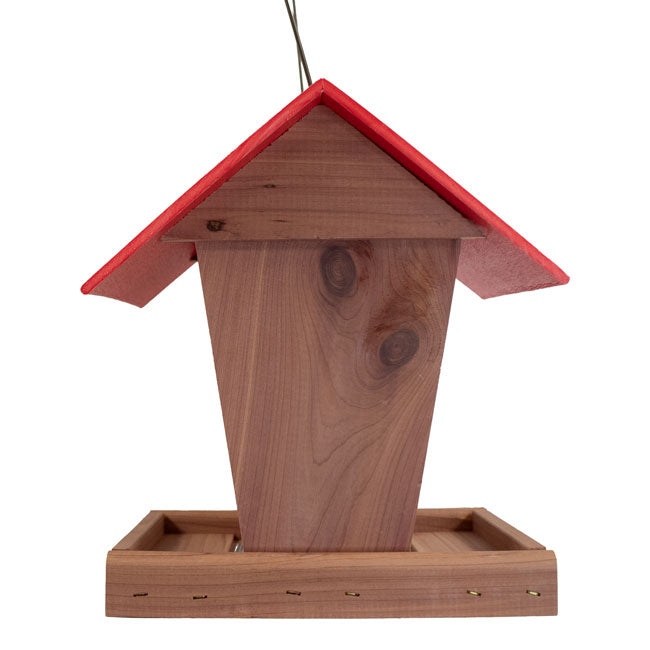 Amish Made Cedar & Recycled Plastic Hopper Feeder w/Red Roof