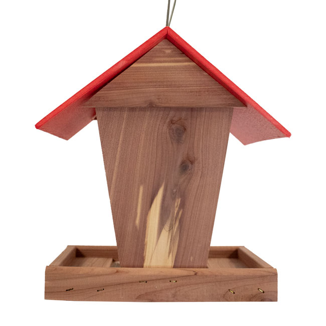 Amish Made Cedar & Recycled Plastic Hopper Feeder w/Red Roof