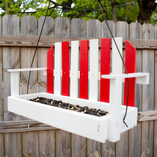 Amish Made Recycled Plastic Swing Seed Feeder, Red & White