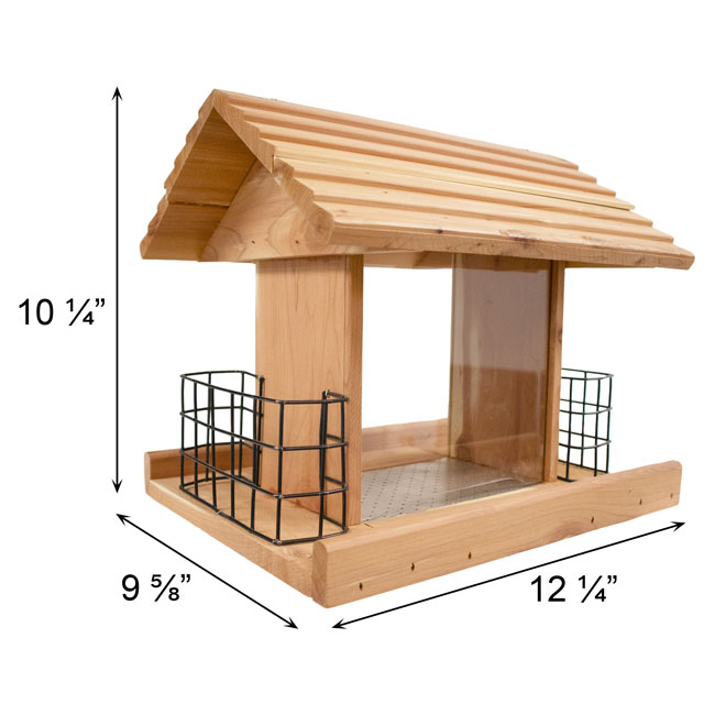 Amish Made Cedar Large Hopper Feeder with Suet Cages