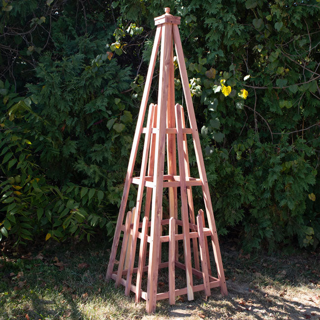 triangle plant trellis Amish Made Large Cedar Pyramid Trellis by Prime Retreat, 72 inch, Red