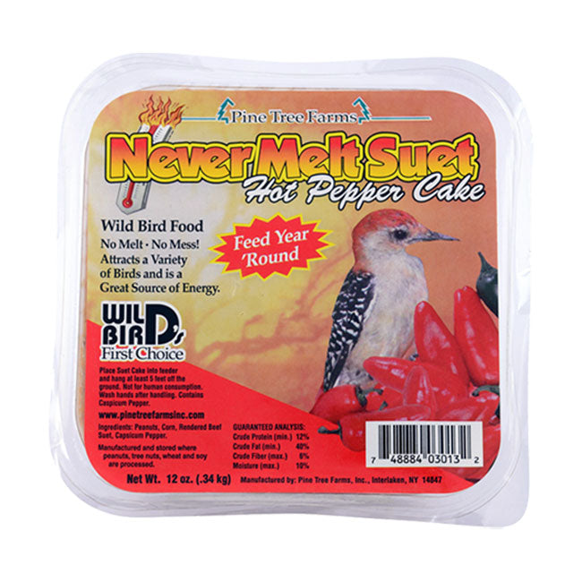 Pine Tree Never Melt Hot Pepper Suet Cakes, 12 oz, 24 Cakes