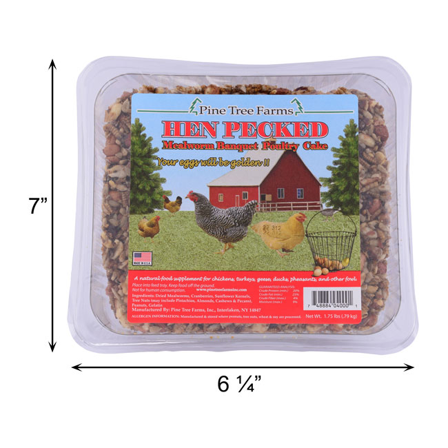Pine Tree Hen Pecked Mealworm Poultry Cakes, 16 Pack