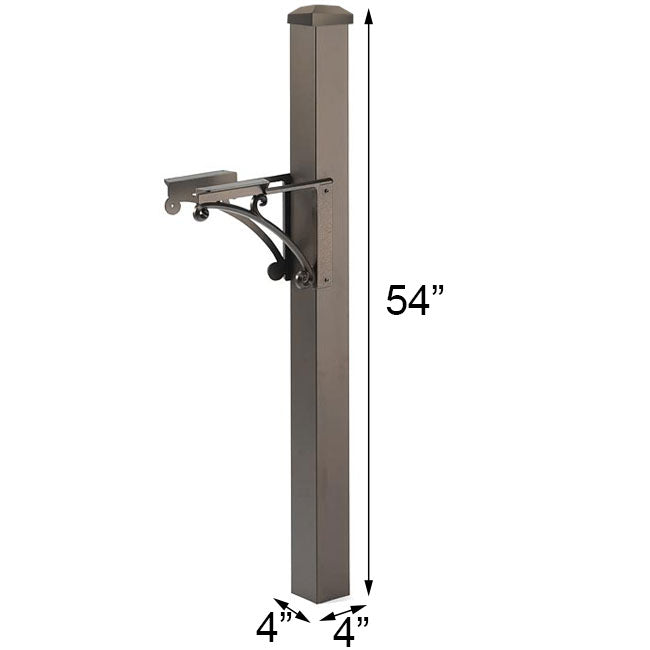 Whitehall Superior Mailbox Post w/ Newspaper Box, Bronze